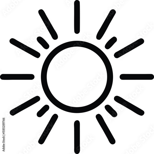 Black silhouette of a bright sun with energetic and radiant sun ray design