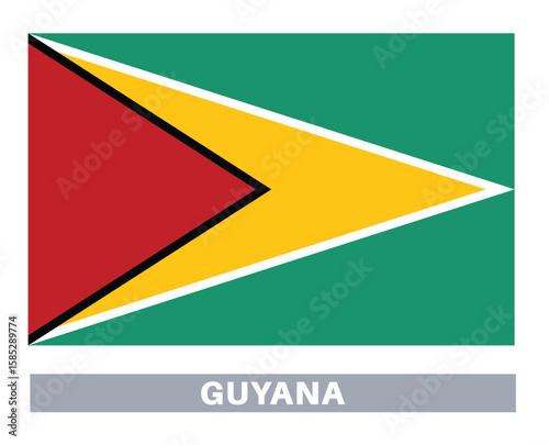 Flag of guyana. Flag icon. Standard colors. Standard size. Rectangular flag.