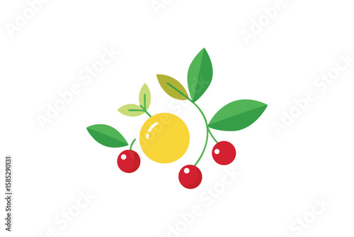 Hand Painted Boho Design Of Lemon Balm And Cherry Tomatoes
