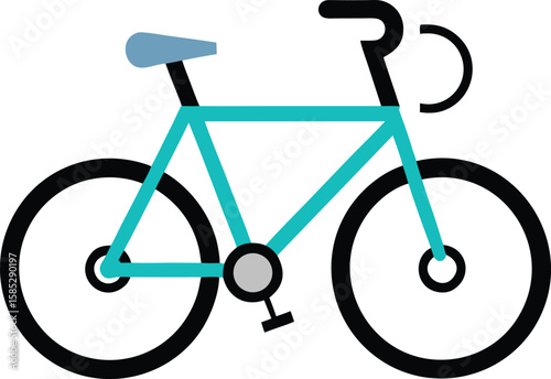 Vector illustration of a modern bicycle with a transparent teal design on white background.