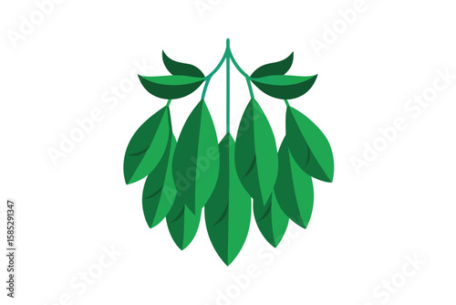 Leafy Bunch Hanging Upside Down Vector On White