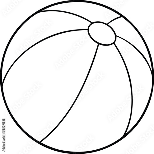 Black silhouette design featuring beach ball shape on a white transparent background