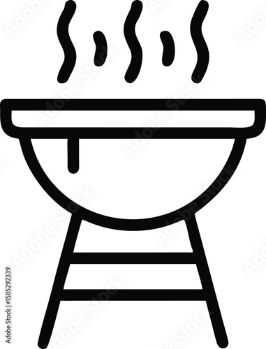 Black silhouette illustration of a barbecue grill with rising smoke for grilling season