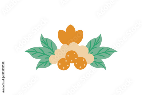 Modern Watercolor Herbs And Cloudberries Layout In On White