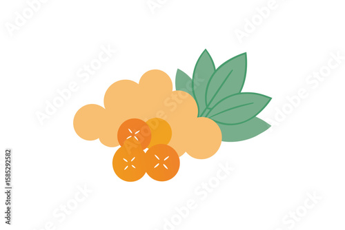 Modern Watercolor Herbs And Cloudberries Layout In On White