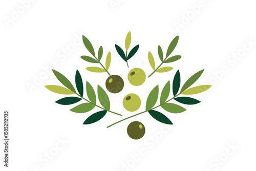 Olive Green Herbs And Berry Mix In Painted Boho On White