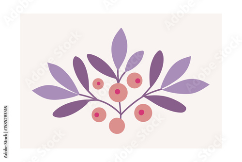 Painted Boho Herbal Clusters And Berry Vines In S On White