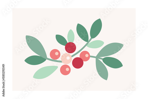 Painted Boho Herbal Clusters And Berry Vines In S On White