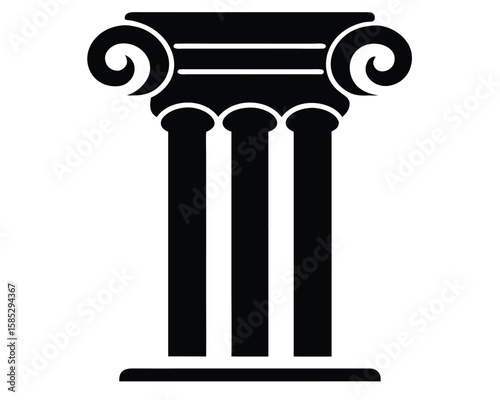 A black and white ancient column illustration isolated on white background Ai Generated