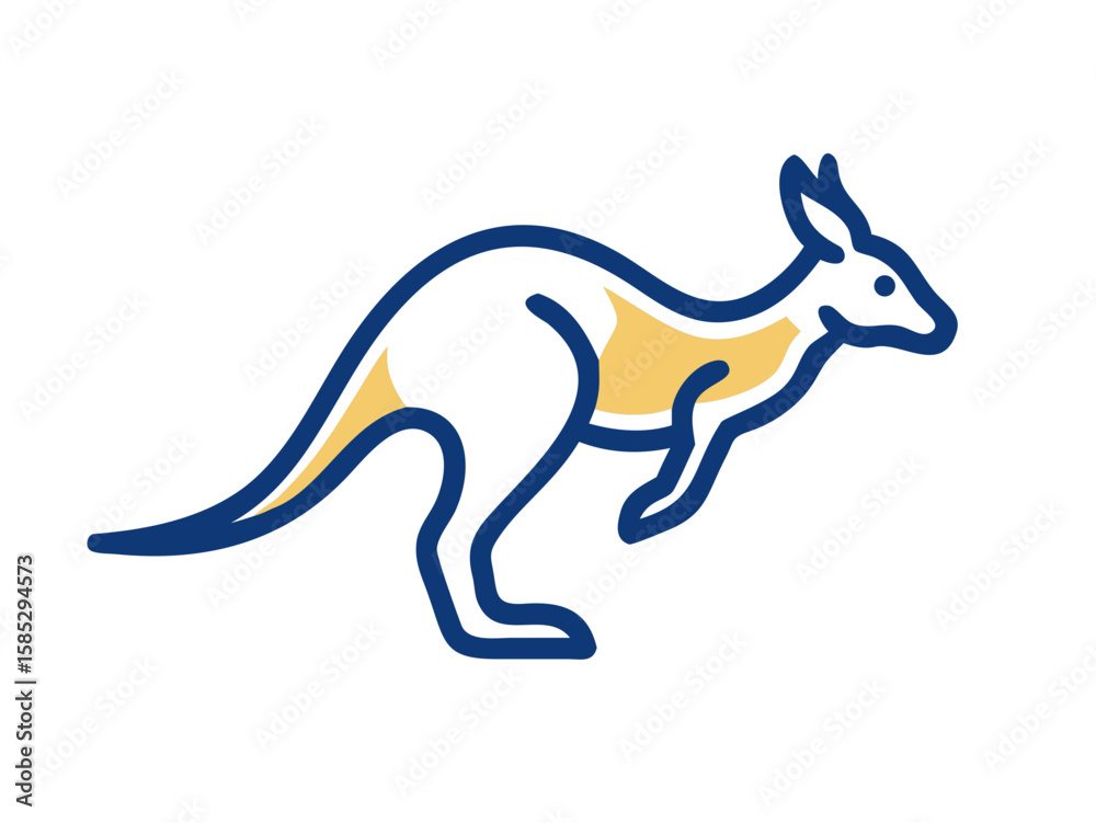 Fototapeta premium Cute outline illustration of a kangaroo. This simple, outlined vector graphic showcases a kangaroo in a playful, stylized manner.