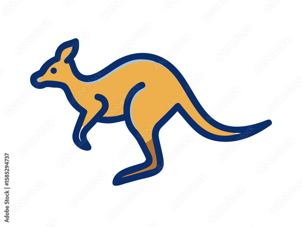 Fototapeta premium Cute outline illustration of a kangaroo. This simple, outlined vector graphic showcases a kangaroo in a playful, stylized manner.