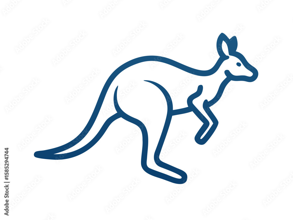 Fototapeta premium Cute outline illustration of a kangaroo. This simple, outlined vector graphic showcases a kangaroo in a playful, stylized manner.