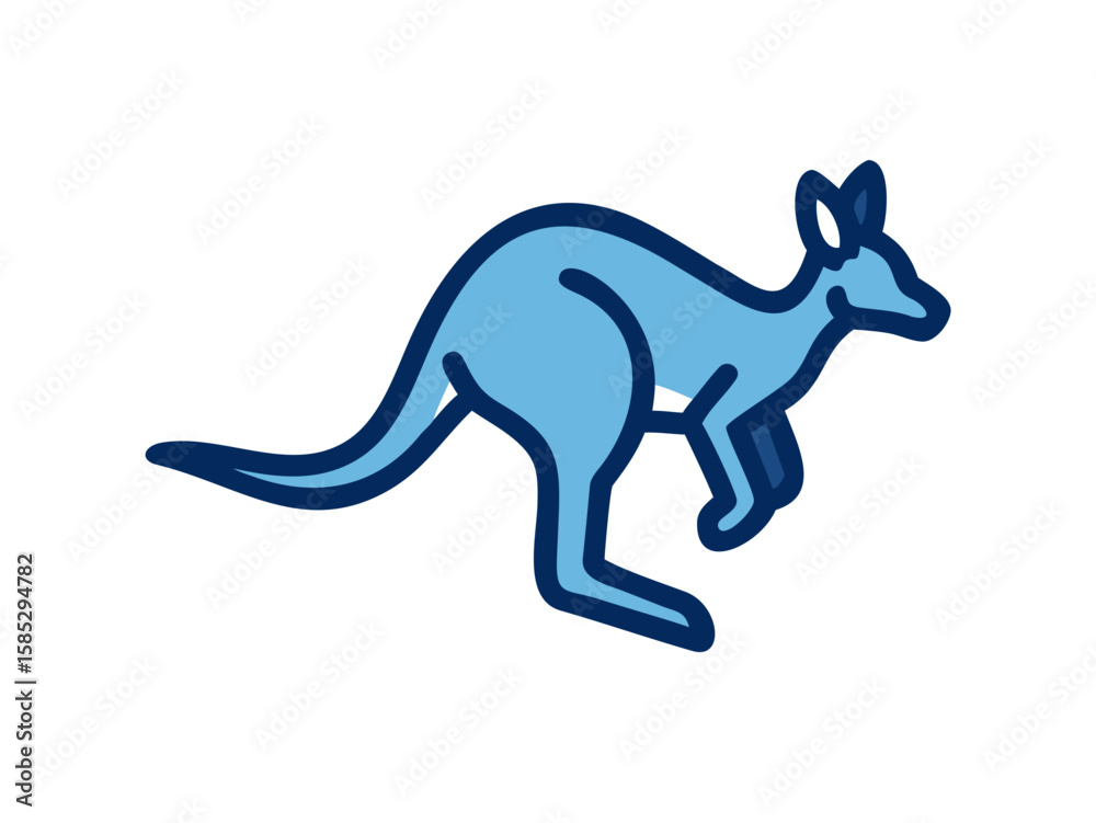 Fototapeta premium Cute outline illustration of a kangaroo. This simple, outlined vector graphic showcases a kangaroo in a playful, stylized manner.