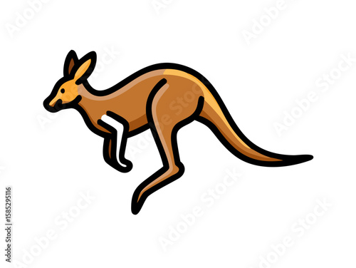 Cute outline illustration of a kangaroo.  This simple, outlined vector graphic showcases a kangaroo in a playful, stylized manner.