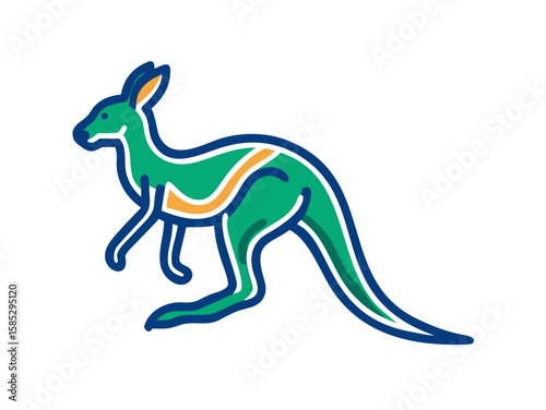 Cute outline illustration of a kangaroo.  This simple, outlined vector graphic showcases a kangaroo in a playful, stylized manner.