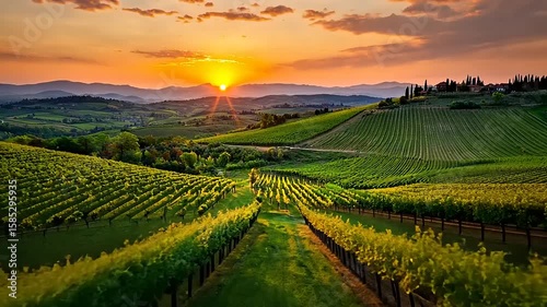 Wallpaper Mural Vineyard landscape at sunset Torontodigital.ca