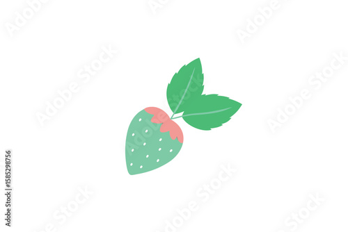 Watercolor Mint Leaf And Strawberry Pattern In Classic Style