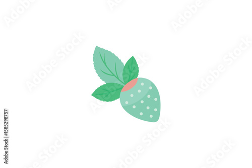 Watercolor Mint Leaf And Strawberry Pattern In Classic Style