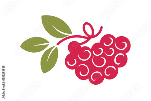 Watercolor Raspberry Vines And Boho Leaf Scatter