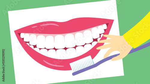 Toothbrush with toothpaste and toothpaste. Vector illustration.