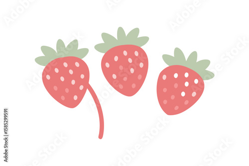 Wild Strawberry Stems In Boho Soft Tones Watercolor