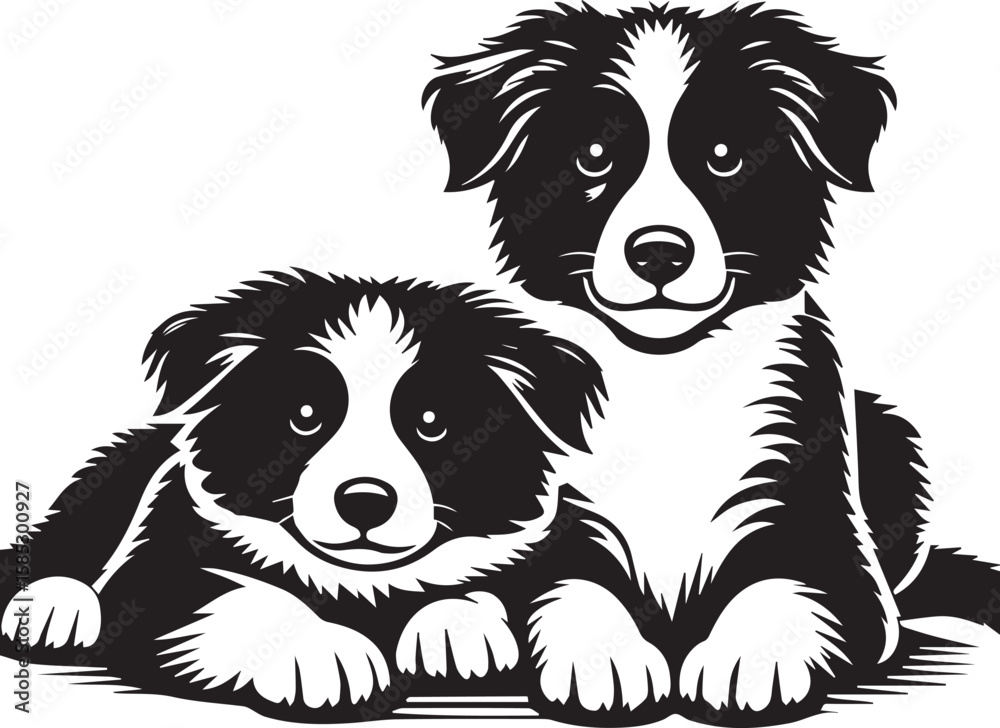 Fototapeta premium Border Collie Dog Vector – Silhouette 
