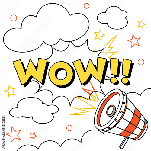 Comic book explosion vector illustration with clouds, a fun pop art boom design element