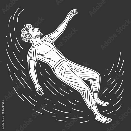 Black and white vector silhouette drawing of a running woman athlete