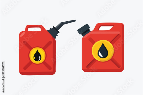 Two Red Gasoline Cans Illustration Fuel Container Graphic Design