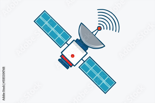 Modern Flat Design Satellite Icon for Technology and Space Communication