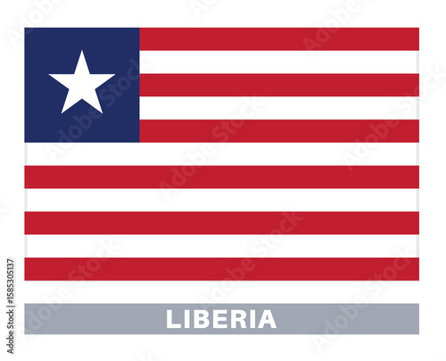  Flag of liberia. Flag icon. Standard colors. Standard size. Rectangular flag.