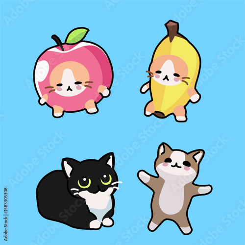 Vector illustration of viral internet meme cats