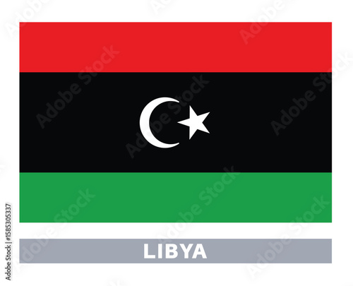  Flag of libya. Flag icon. Standard colors. Standard size. Rectangular flag.