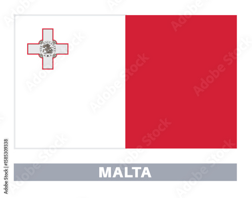Flag of malta. Flag icon. Standard colors. Standard size. Rectangular flag.