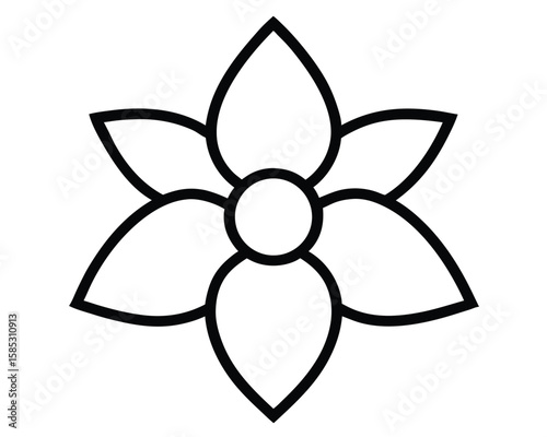 A simple flower outline isolated on white background creates a botanical design Ai Generated