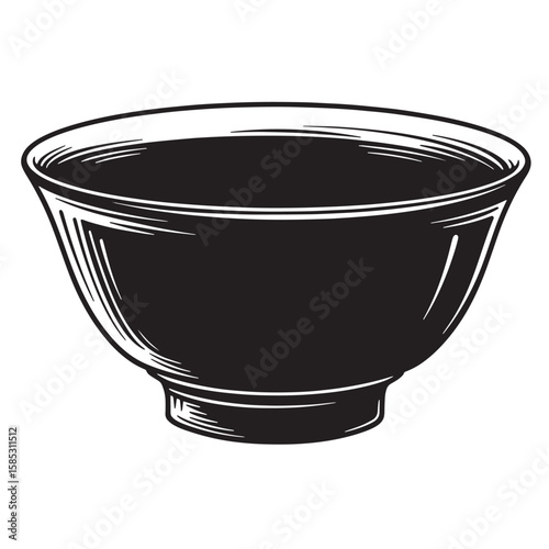 Simple hand drawn bowl illustration depicting food container for kitchen usage and culinary designs and food elements