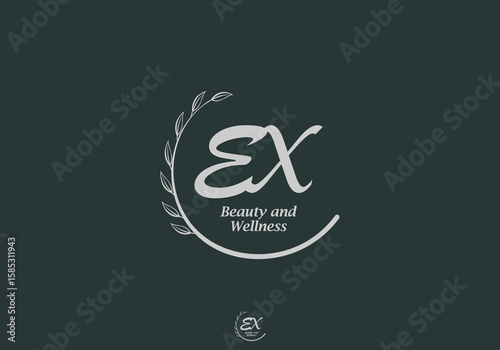 EX Monogram with Leaf Emblem for Beauty and Wellness Brand