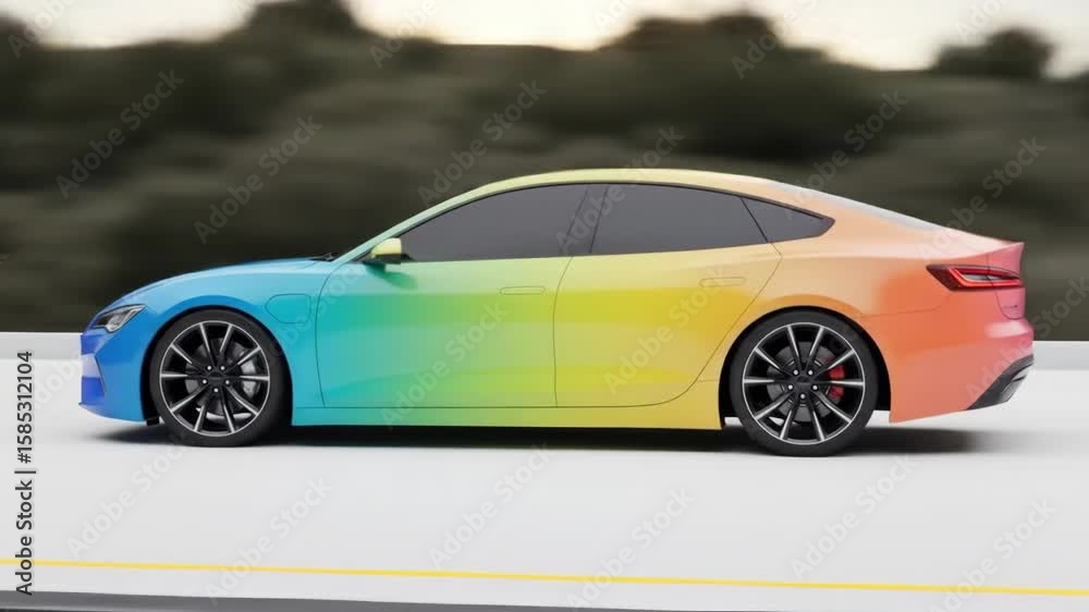 Electric Car's Rainbow Transformation: Driving into a Colorful Future Electric Car's Rainbow Transformation: Driving into a Colorful Future