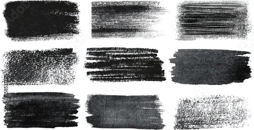 Black Dry Brush Stroke Set – Grunge Ink Textures & Watercolor Smears Pack