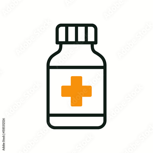 Syrup Medicine Bottle Icon in Flat Vector