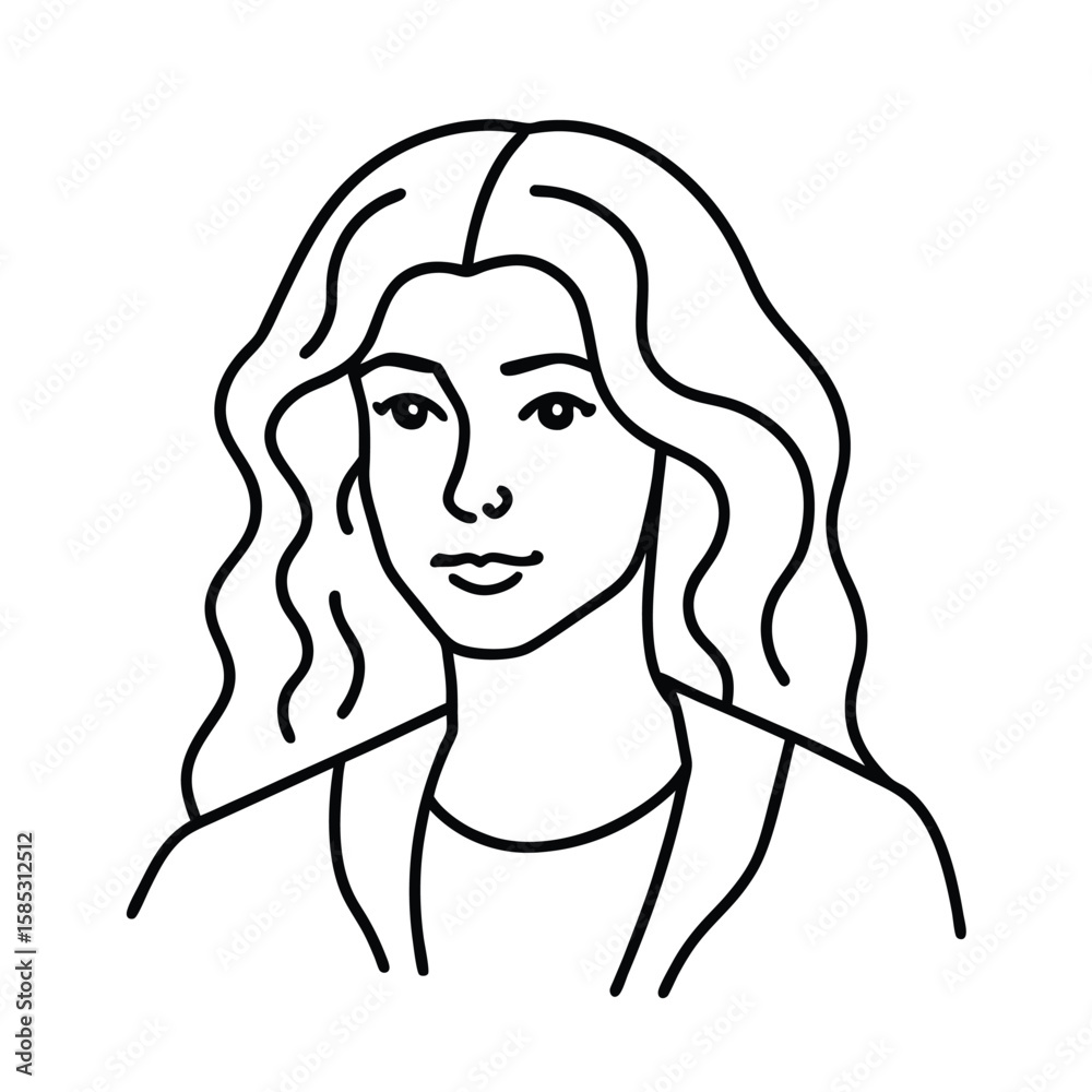 Vector woman line drawing with elegant minimalist composition and clean outlines line art on white background Vector woman line drawing with elegant minimalist composition and clean outlines line art on white background