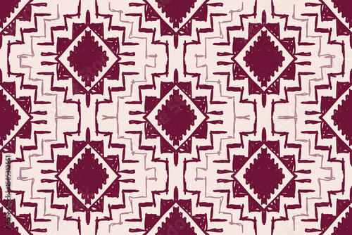 Seamless geometric and doodles line, traditional ikat pattern with earthy tones in geometric and tribal-inspired design. Ideal for textiles, wallpapers, and ethnic-themed projects.