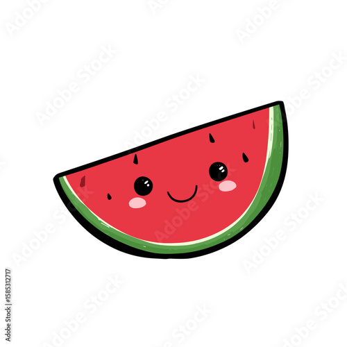 Cute Sliced Watermelon Clipart, Vector Logo, Icon