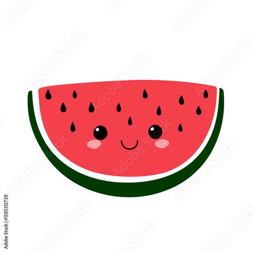 Cute Sliced Watermelon Clipart, Vector Logo, Icon
