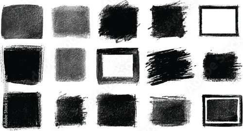 Grunge Watercolor Square Brushes – Black Ink Textures & Artistic Smudges