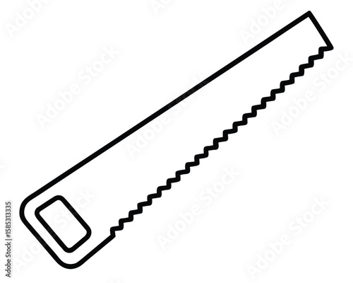 A black and white outline of a hand saw isolated on white background Ai Generated