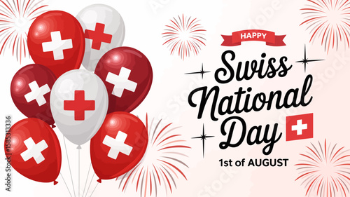 Swiss national day celebration with a bold brush stroke of the swiss flag