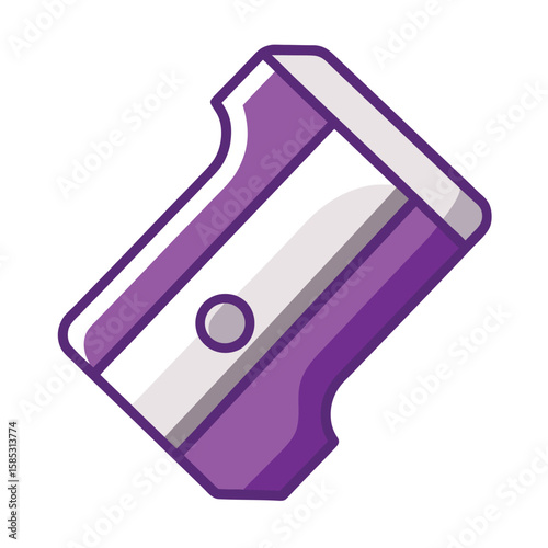 Purple and White Pencil Sharpener Illustration on a White Background