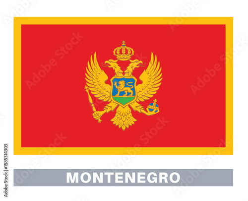 Flag of montenegro . Flag icon. Standard colors. Standard size. Rectangular flag.