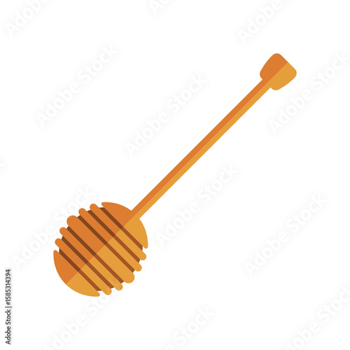 Wooden honey dipper flat vector illustration on white background